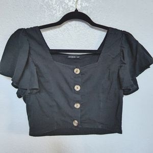 Cotton On black ruffle short sleeves top size S/P